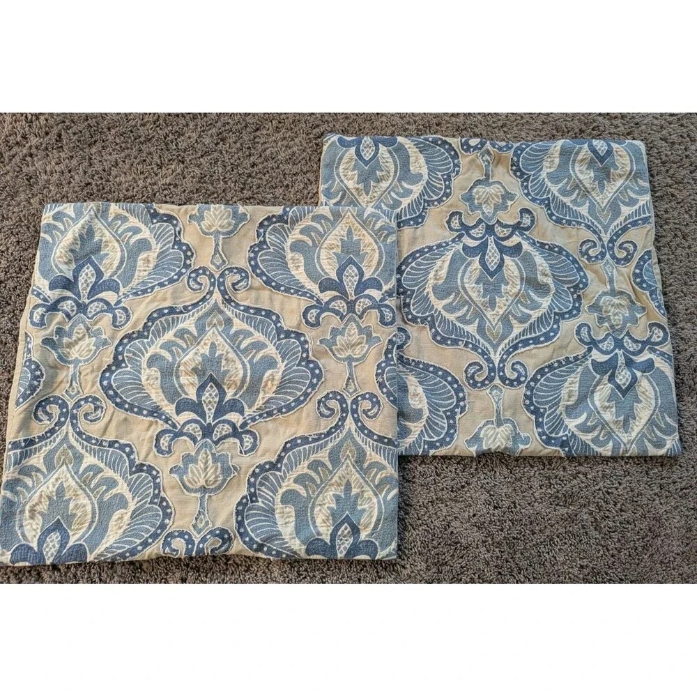 2 Pottery Barn Blue Beige Paisley Shams 24